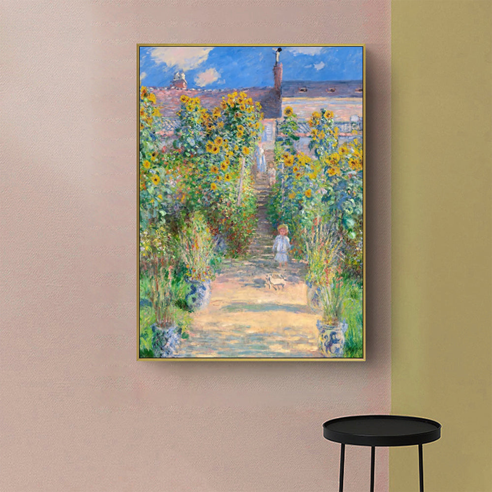 Wall Art - Little Girl on Path of Flowers - Canvas Prints-Poster Prints