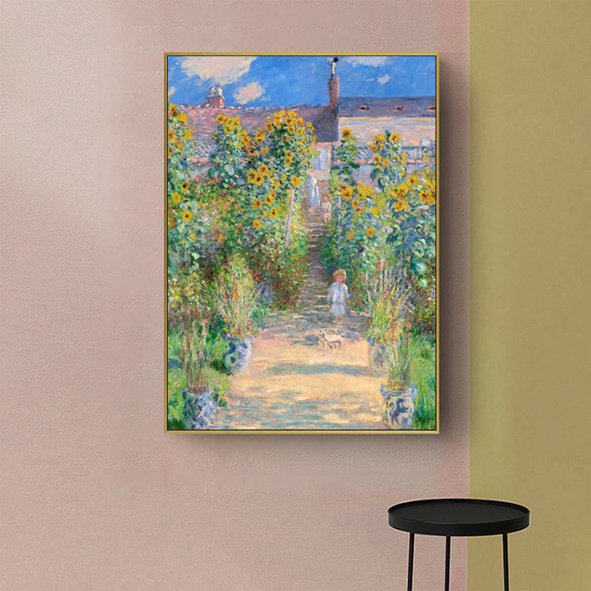 Wall Art - Little Girl on Path of Flowers - Canvas Prints-Poster Prints