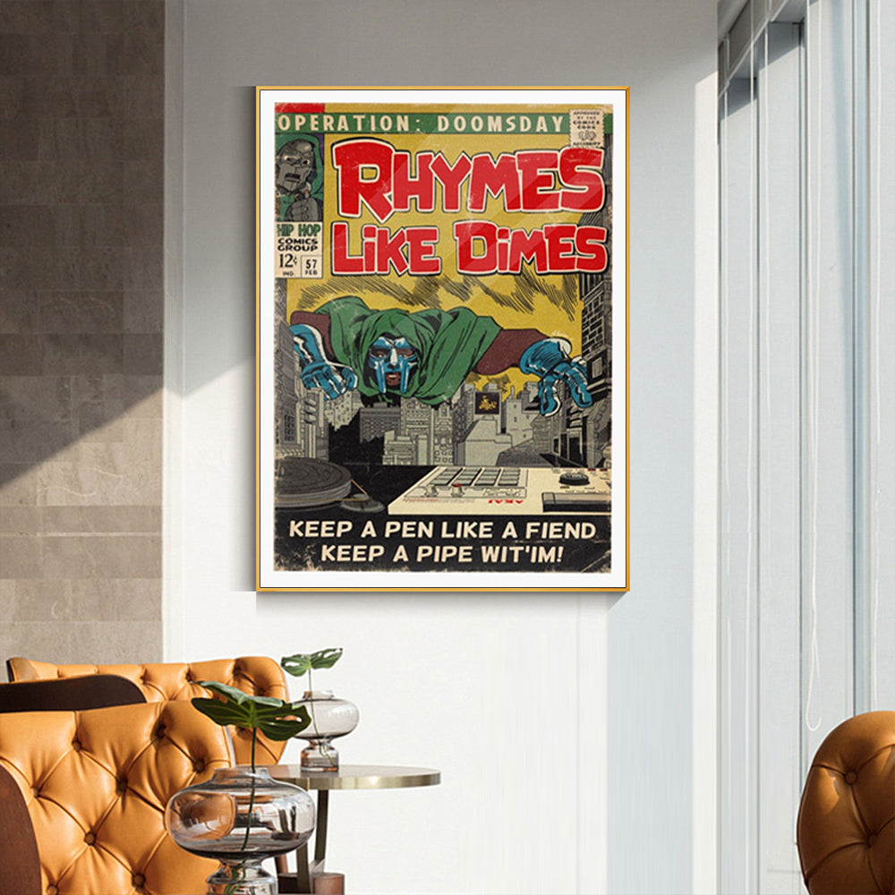 Wall Art - MF Doom Rhymes Like Dimes - Canvas Prints-Poster Prints