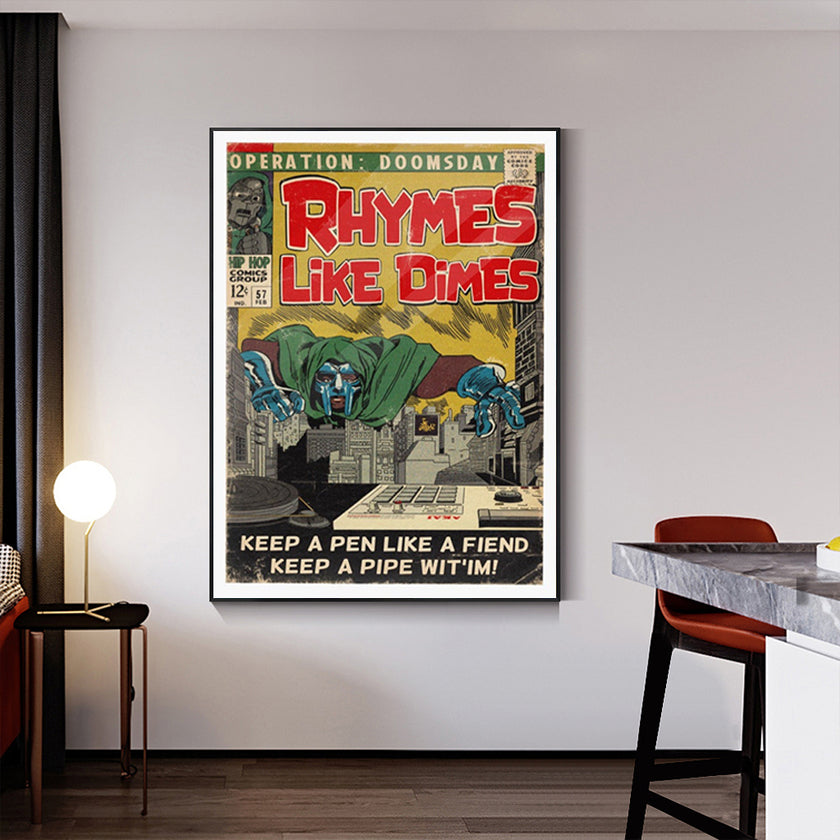 Wall Art - MF Doom Rhymes Like Dimes - Canvas Prints-Poster Prints