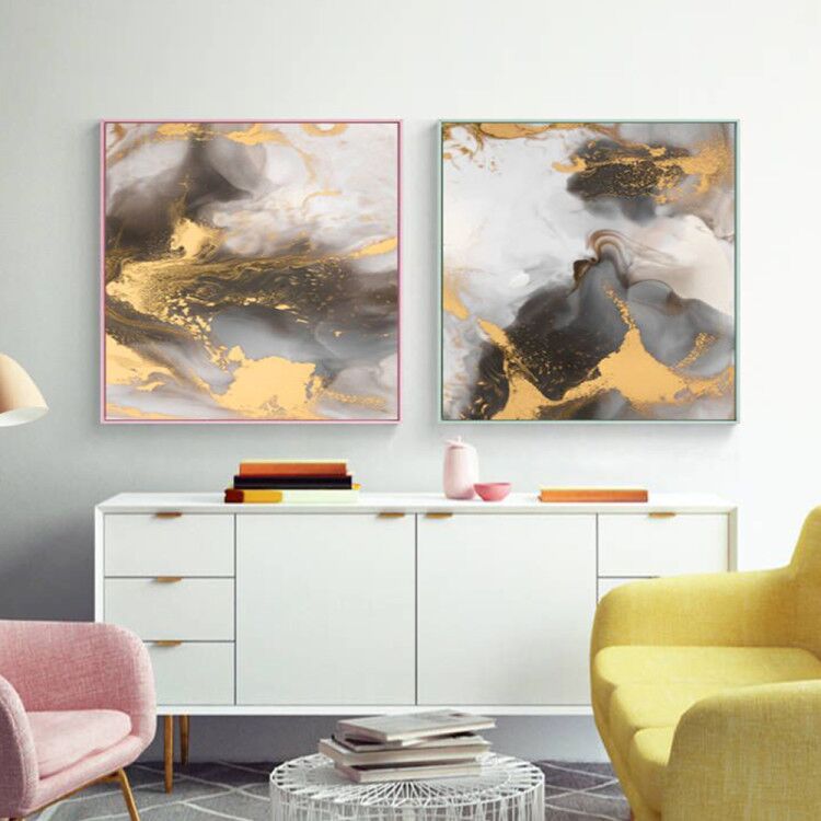 Wall Art - Marbled Pattern Square Size (3 sets) - Canvas Prints-Poster Prints