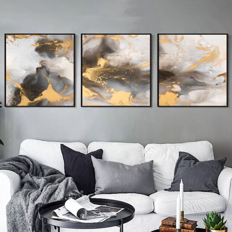 Wall Art - Marbled Pattern Square Size (3 sets) - Canvas Prints-Poster Prints