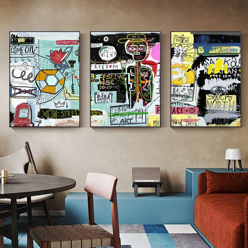 Wall Art  - Michel Basquiat Graffiti 3 Sets - Poster Prints -Canvas Prints