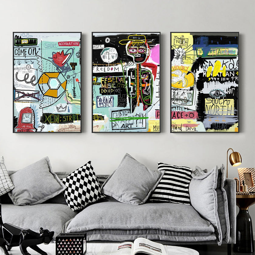 Wall Art  - Michel Basquiat Graffiti 3 Sets - Poster Prints -Canvas Prints