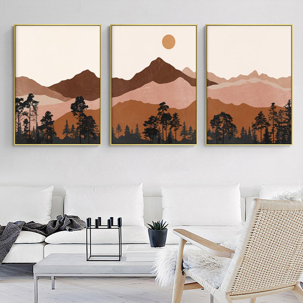 Wall Art  - Mid Century Mountain 3 sets - Poster Prints -Canvas Prints