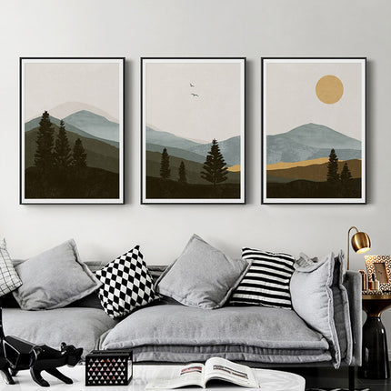Wall Art  - Mid Century Mountain 3 sets - Poster Prints -Canvas Prints