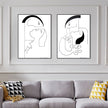 Wall art - Abstract Black White Couple 2 sets- Canvas Prints- Poster Prints