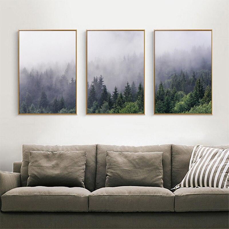 Wall Art prints -Misty Forest 3 sets - Poster Prints -Canvas Prints