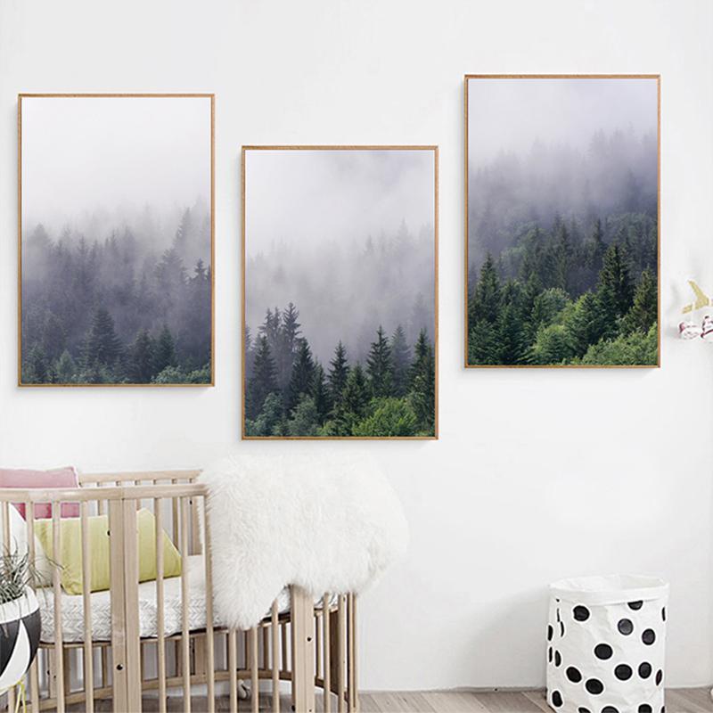 Wall Art prints -Misty Forest 3 sets - Poster Prints -Canvas Prints