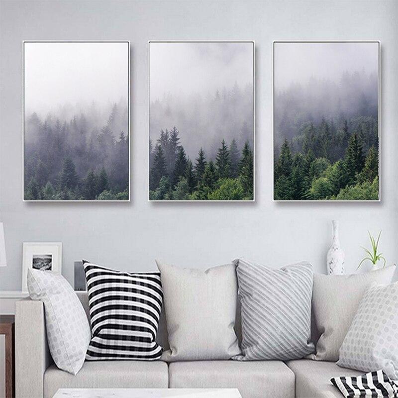 Wall Art prints -Misty Forest 3 sets - Poster Prints -Canvas Prints