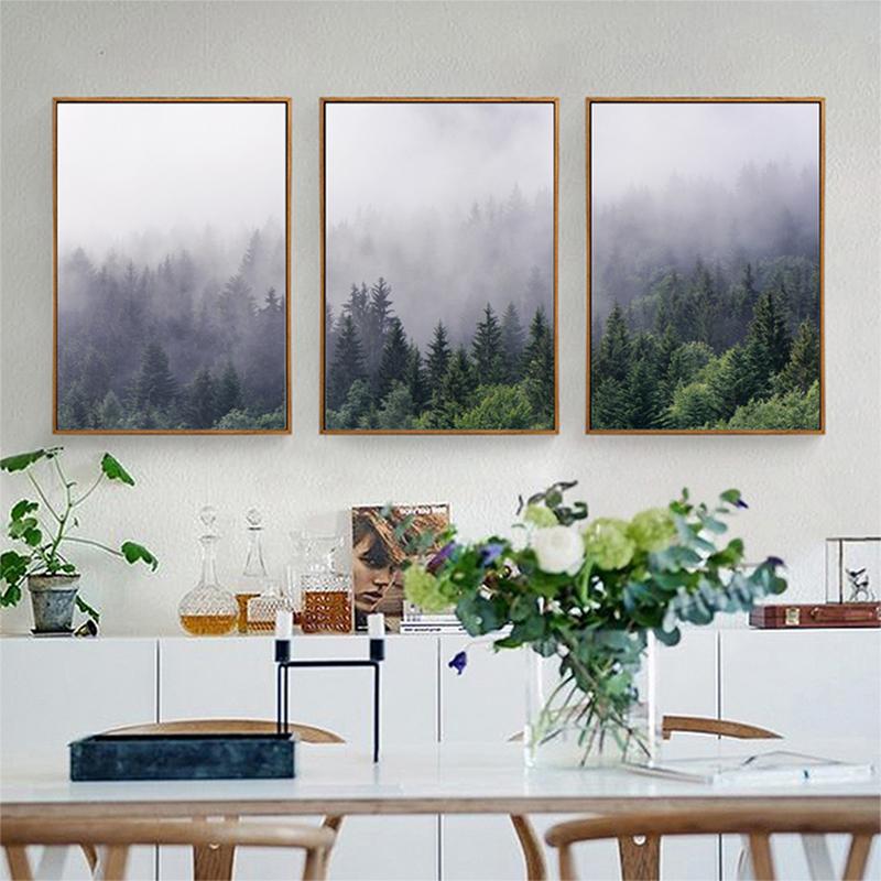 Wall Art prints -Misty Forest 3 sets - Poster Prints -Canvas Prints