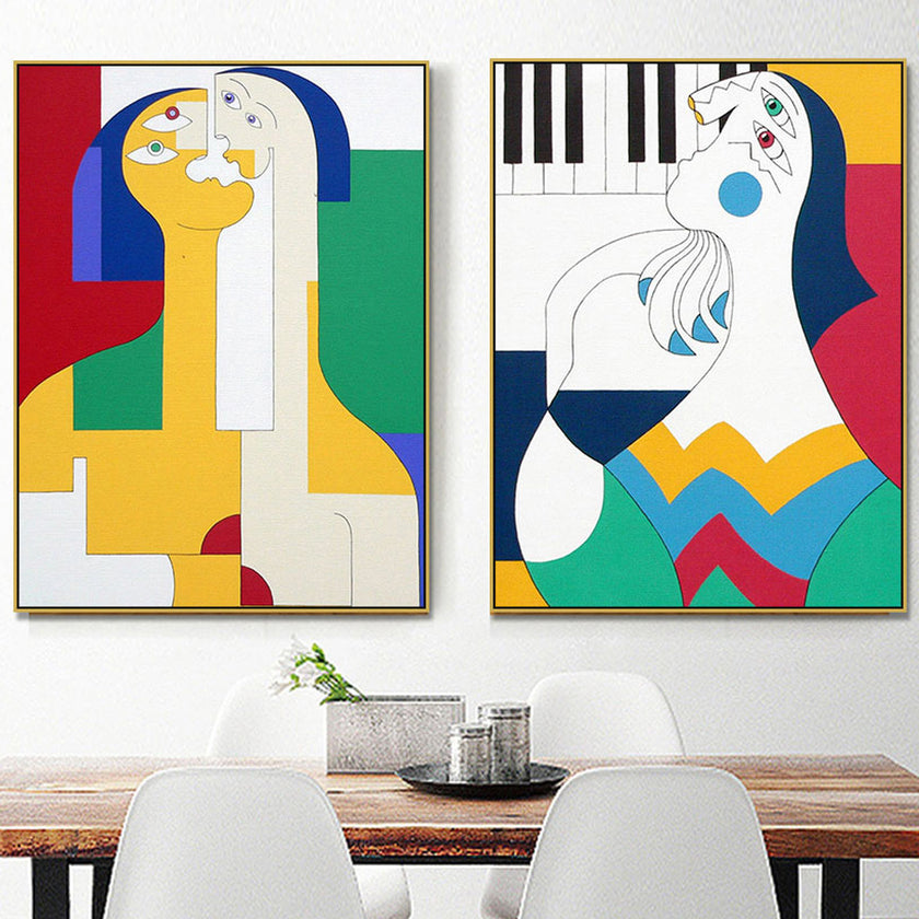 Wall art - Modern Abstract Figure Family 2 sets- Canvas Prints- Poster Prints