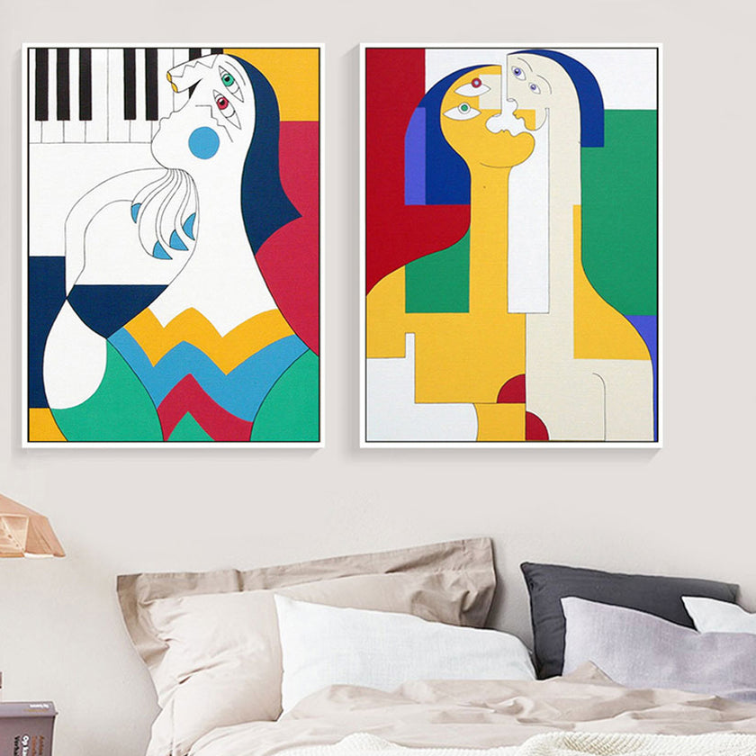 Wall art - Modern Abstract Figure Family 2 sets- Canvas Prints- Poster Prints