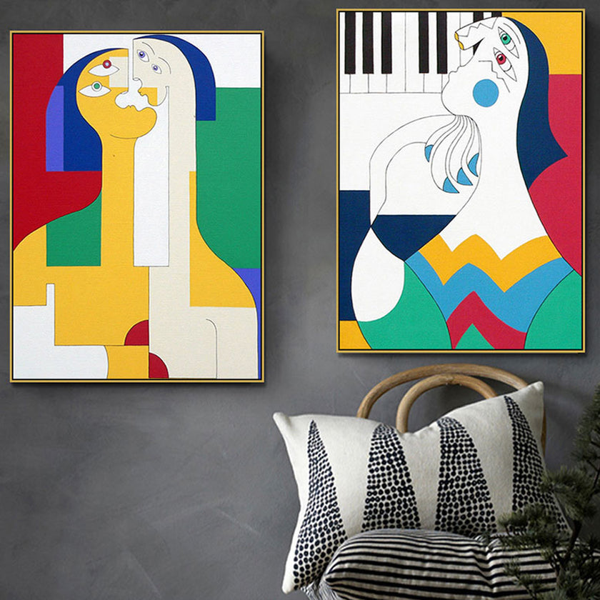Wall art - Modern Abstract Figure Family 2 sets- Canvas Prints- Poster Prints