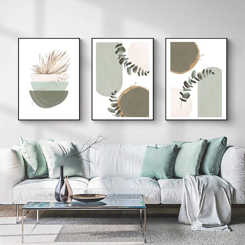 Wall Art - Modern Nordic Green (3 Sets) - Poster Prints -Canvas Prints