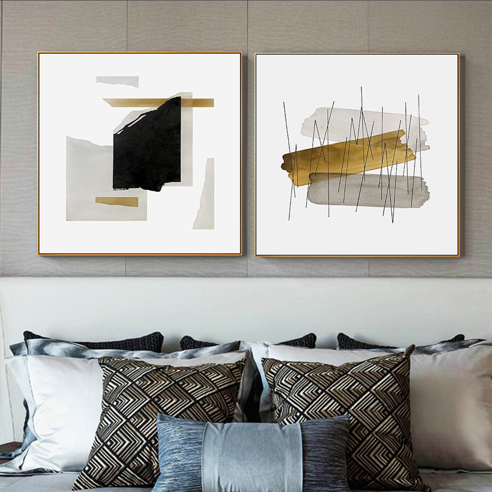 Wall Art - Abstract Gold Square Size (2 sets)- Canvas Prints-Poster Prints