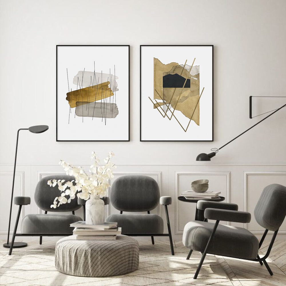 Wall art - Modern Gold 2 sets - Canvas Prints- Poster Prints