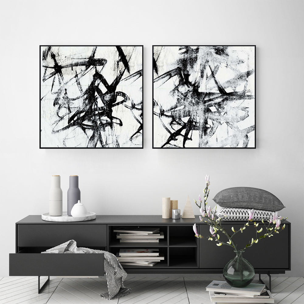 Wall Art - Monotype Scribble II (2 sets)- Canvas Prints-Poster Prints