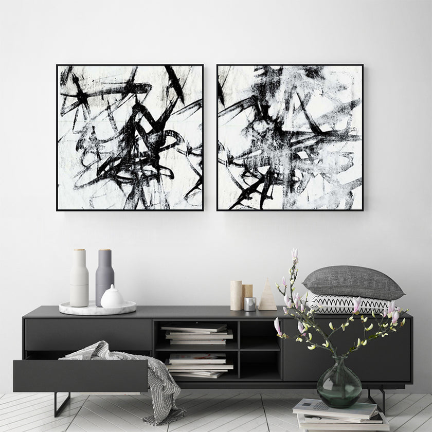 Wall Art - Monotype Scribble II (2 sets)- Canvas Prints-Poster Prints