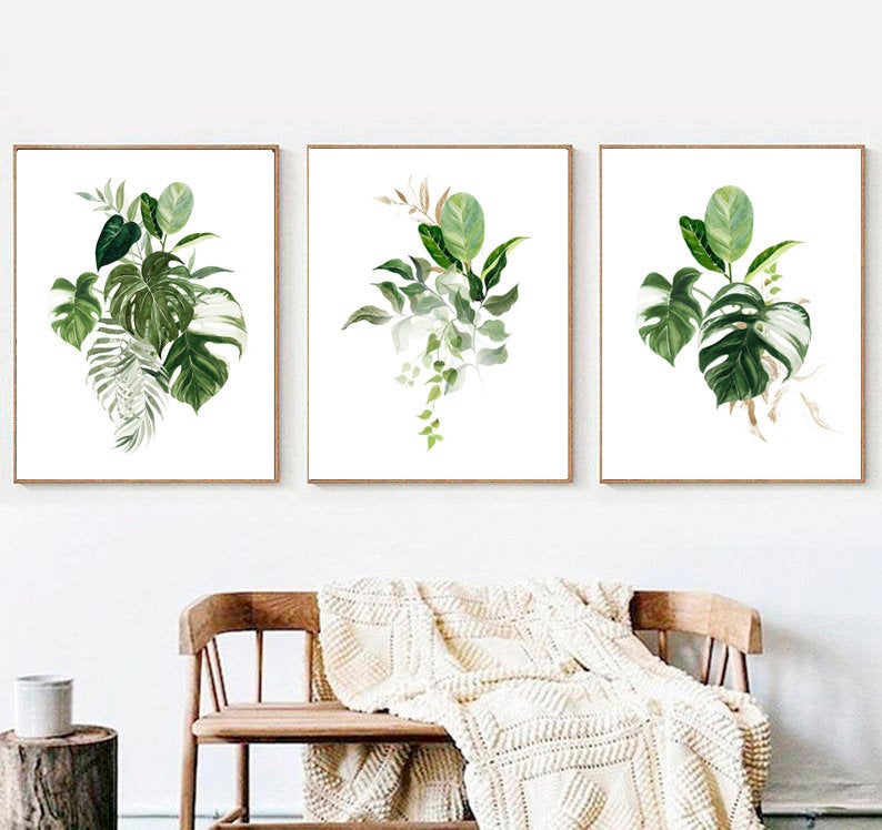 Wall Art - Monstera Leaves 3 sets - Poster Prints -Canvas Prints
