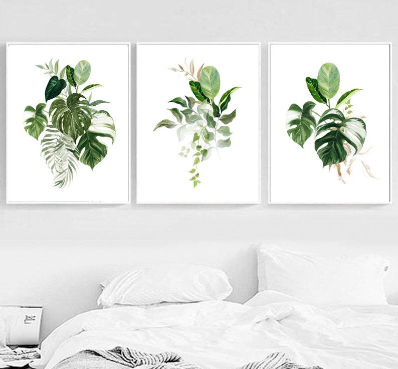 Wall Art - Monstera Leaves 3 sets - Poster Prints -Canvas Prints