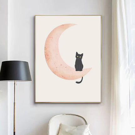 Wall Art - Moon and Cat - Canvas Prints-Poster Prints