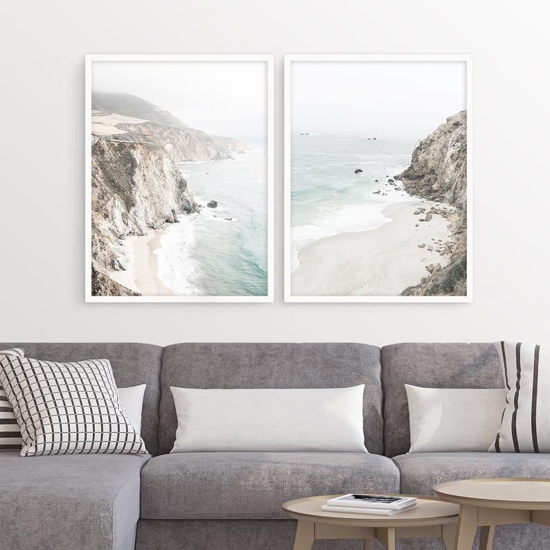 Wall art - Mountain Beach 2 sets- Canvas Prints- Poster Prints