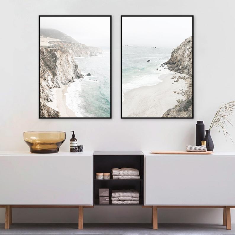 Wall art - Mountain Beach 2 sets- Canvas Prints- Poster Prints