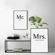 Wall art - Mr And Mrs 2 sets- Canvas Prints- Poster Prints