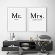 Wall art - Mr And Mrs 2 sets- Canvas Prints- Poster Prints