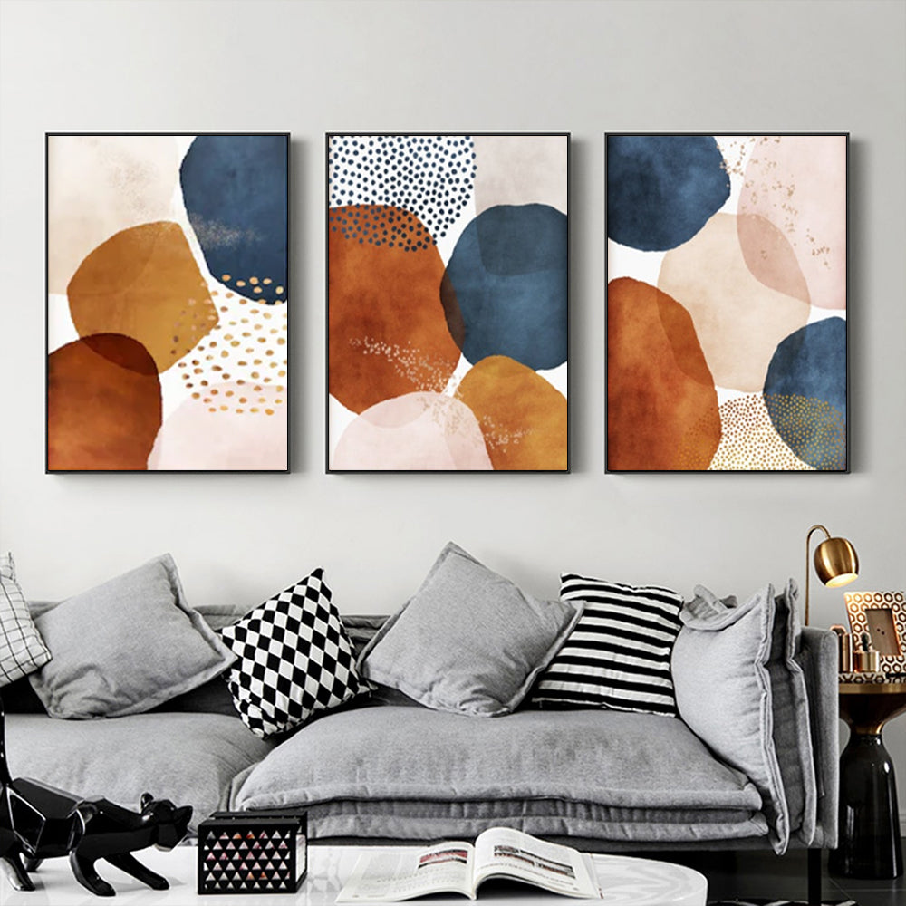 Wall Art - Navy Pink Beige (3 sets) - Canvas Prints-Poster Prints
