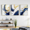 Wall Art - Navy and Gold Watercolor Shapes (3 Sets) - Poster Prints -Canvas Prints