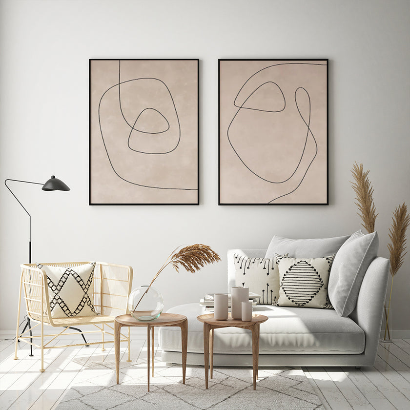 Wall art - Neutral Abstract (2 sets)- Canvas Prints- Poster Prints