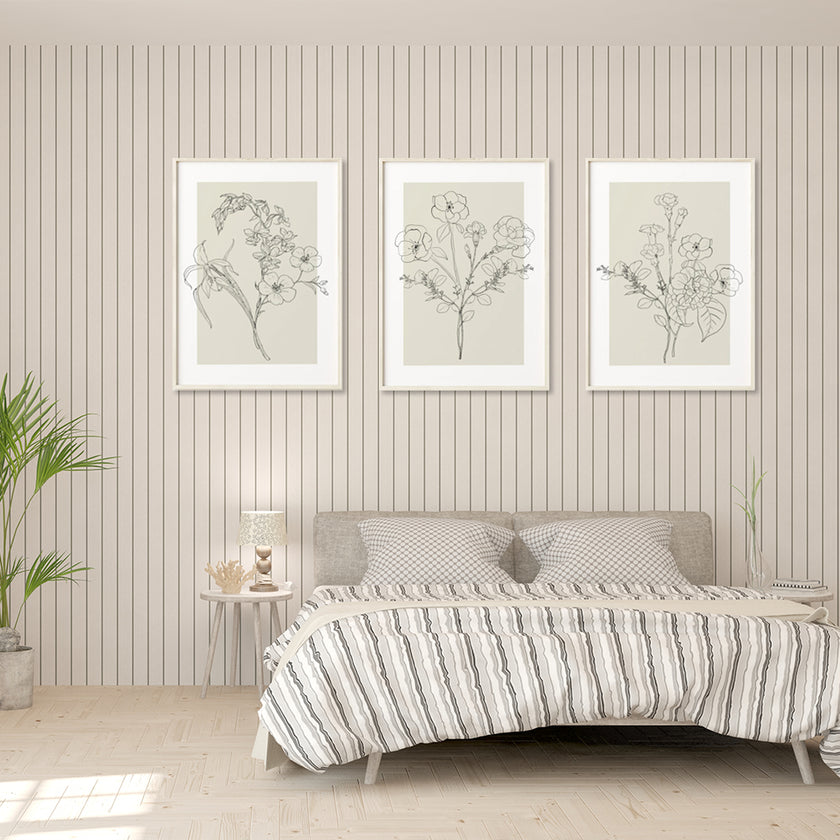 Wall Art - Neutral Flowers (3 sets) - Canvas Prints-Poster Prints