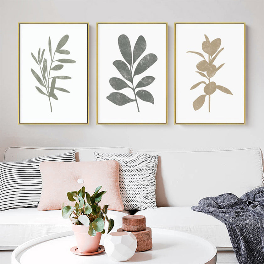 Wall Art - Neutral Botanical Leaves ( 3 sets )- Poster Prints -Canvas Prints
