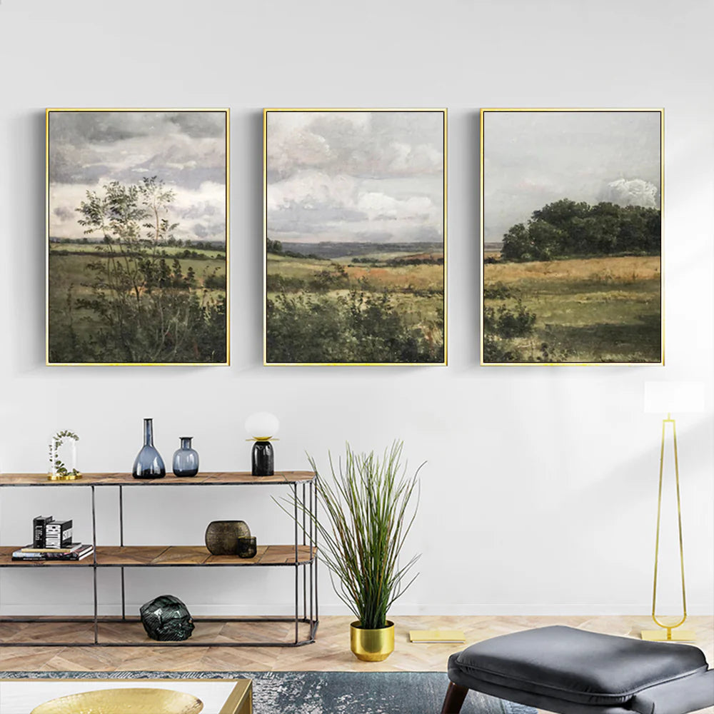 Wall Art - Neutral Country (3 sets) - Canvas Prints-Poster Prints Frame Options (60cm x 90cm):Canvas Framed (Ready to Hang) Frame Colour:Natural Wood