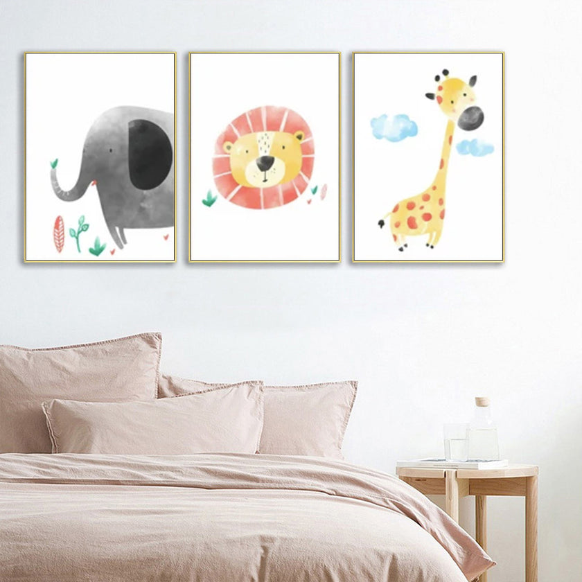 Wall Art  - Nursery Safari 3 Sets - Poster Prints -Canvas Prints