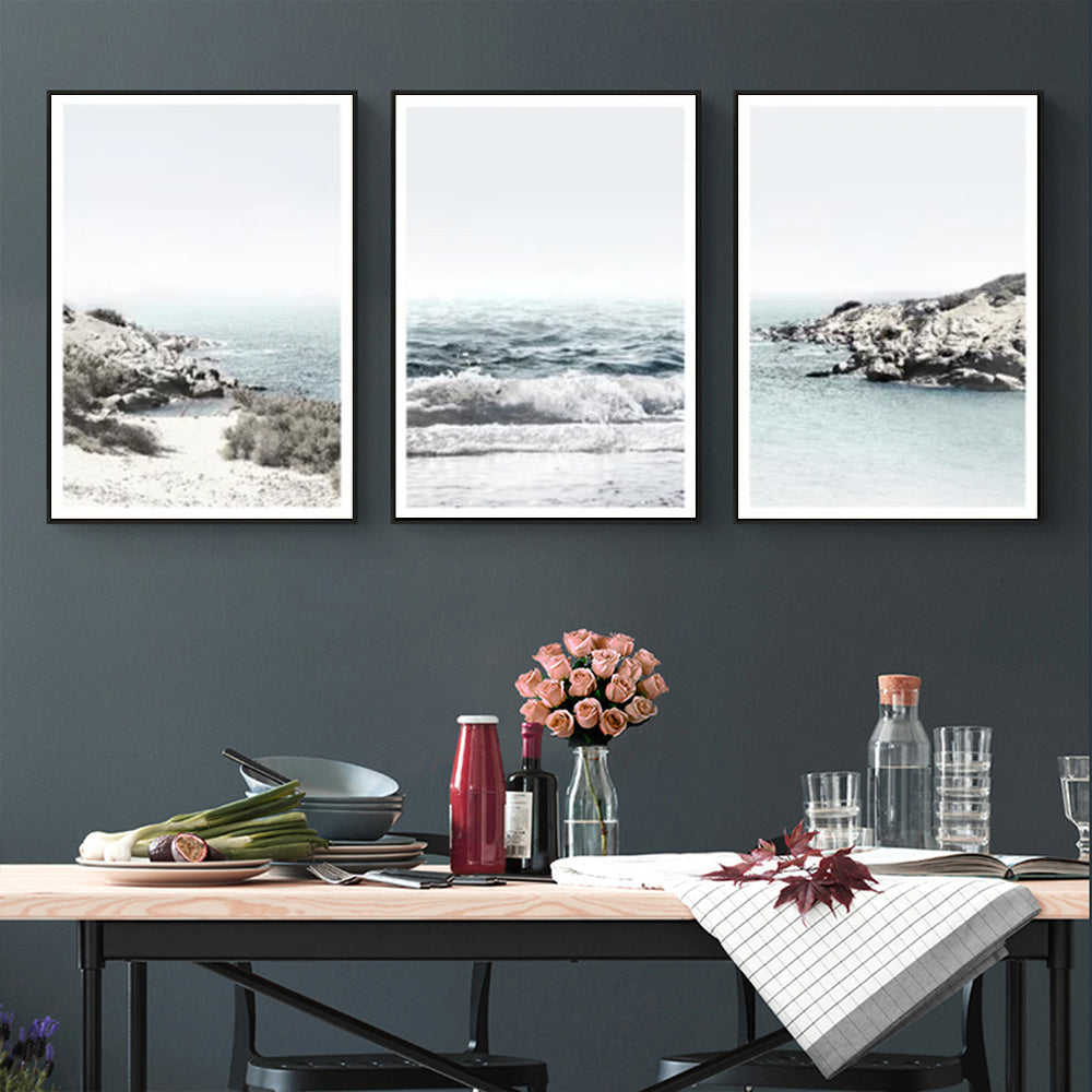Wall Art - Ocean Cliff (3 Sets) - Poster Prints -Canvas Prints