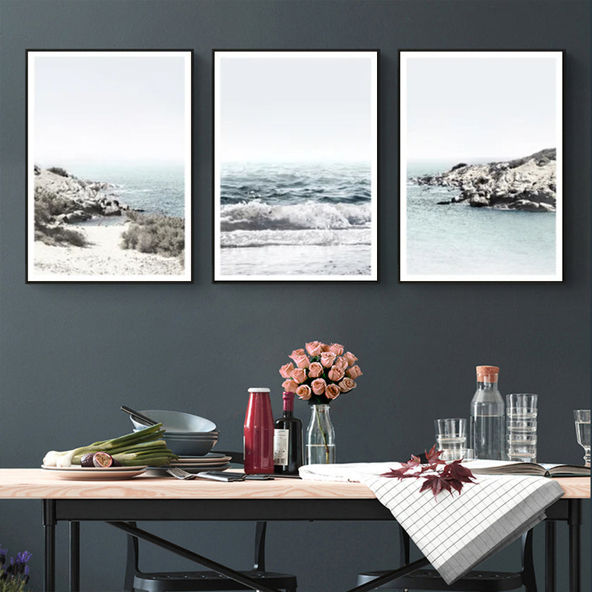 Wall Art - Ocean Cliff (3 Sets) - Poster Prints -Canvas Prints