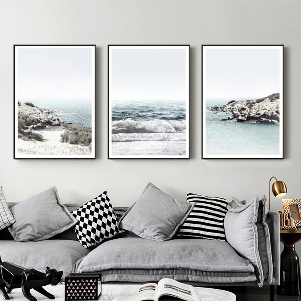 Wall Art - Ocean Cliff (3 Sets) - Poster Prints -Canvas Prints