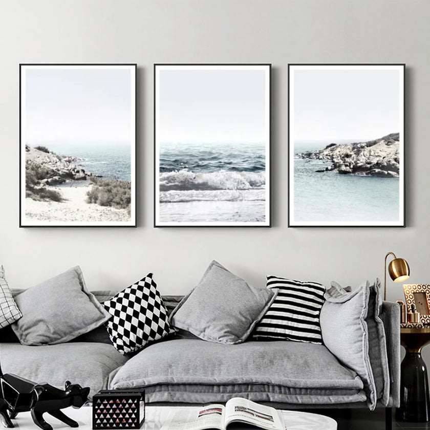 Wall Art - Ocean Cliff (3 Sets) - Poster Prints -Canvas Prints