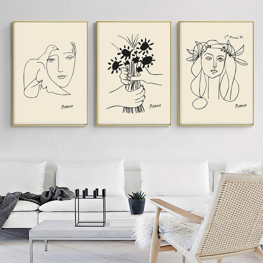 Wall Art  - Picasso Sketches 3 Sets - Poster Prints -Canvas Prints