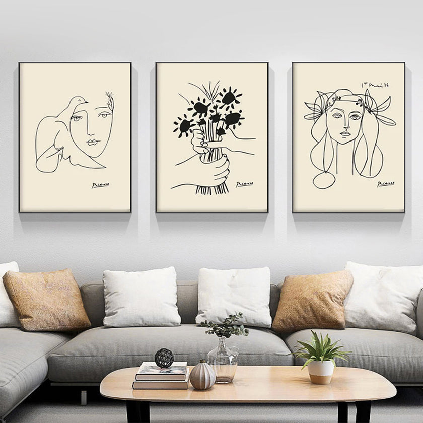 Wall Art  - Picasso Sketches 3 Sets - Poster Prints -Canvas Prints