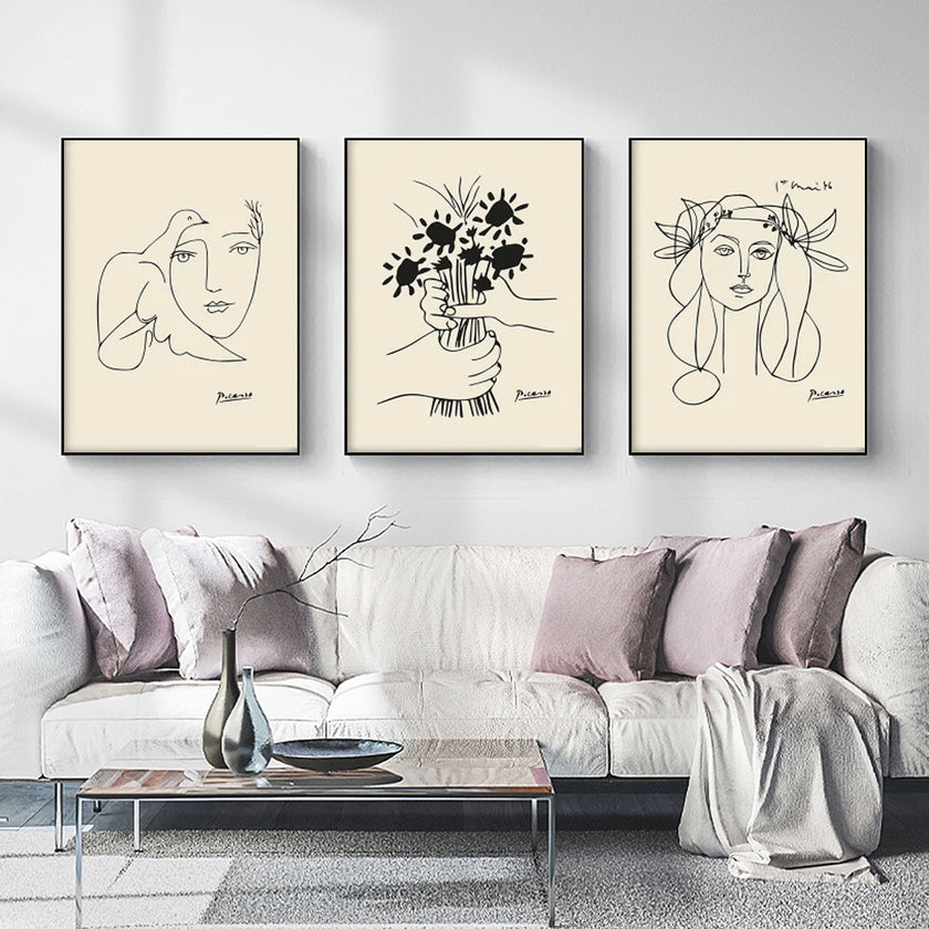 Wall Art  - Picasso Sketches 3 Sets - Poster Prints -Canvas Prints