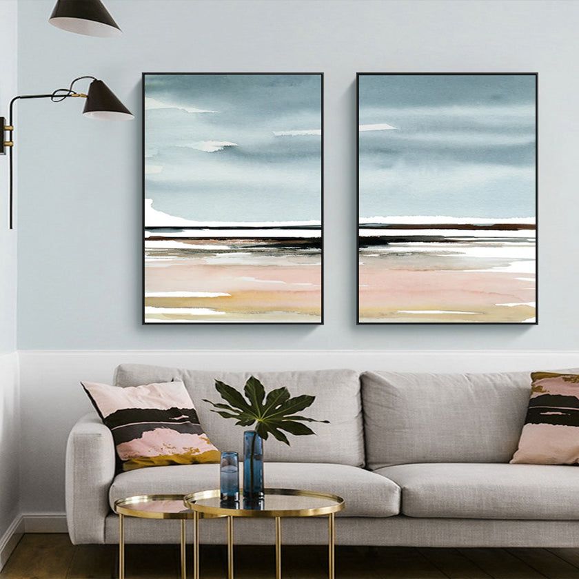 Wall art - Pink Beach Landscape (2 sets)- Canvas Prints- Poster Prints