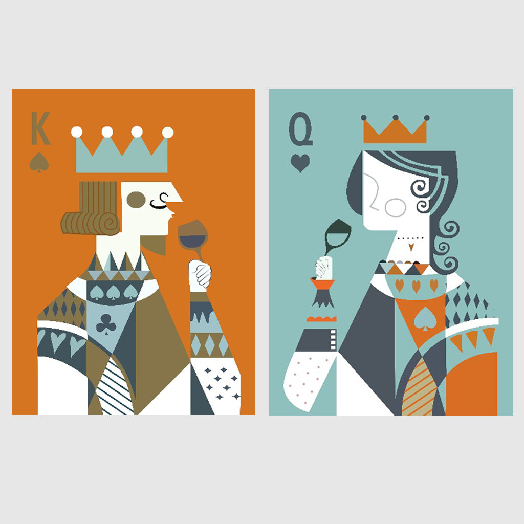 Figures Art - Print Wall Art - Poker King and Queen - Canvas Prints-Poster Prints