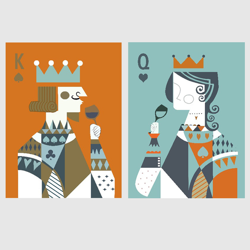 Figures Art - Print Wall Art - Poker King and Queen - Canvas Prints-Poster Prints