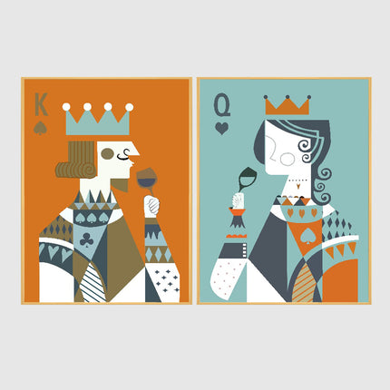 Figures Art - Print Wall Art - Poker King and Queen - Canvas Prints-Poster Prints