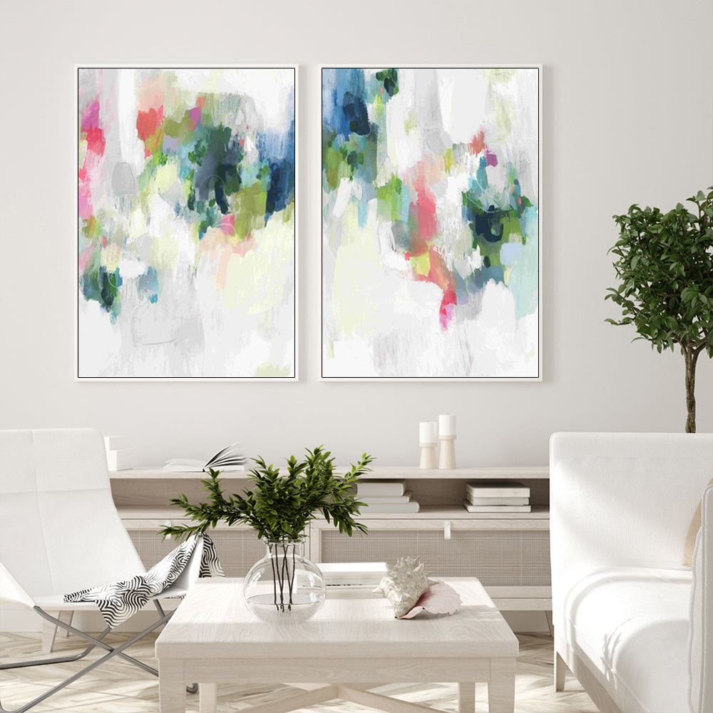 Wall art - Raspberry & Teal (2 sets)- Canvas Prints- Poster Prints