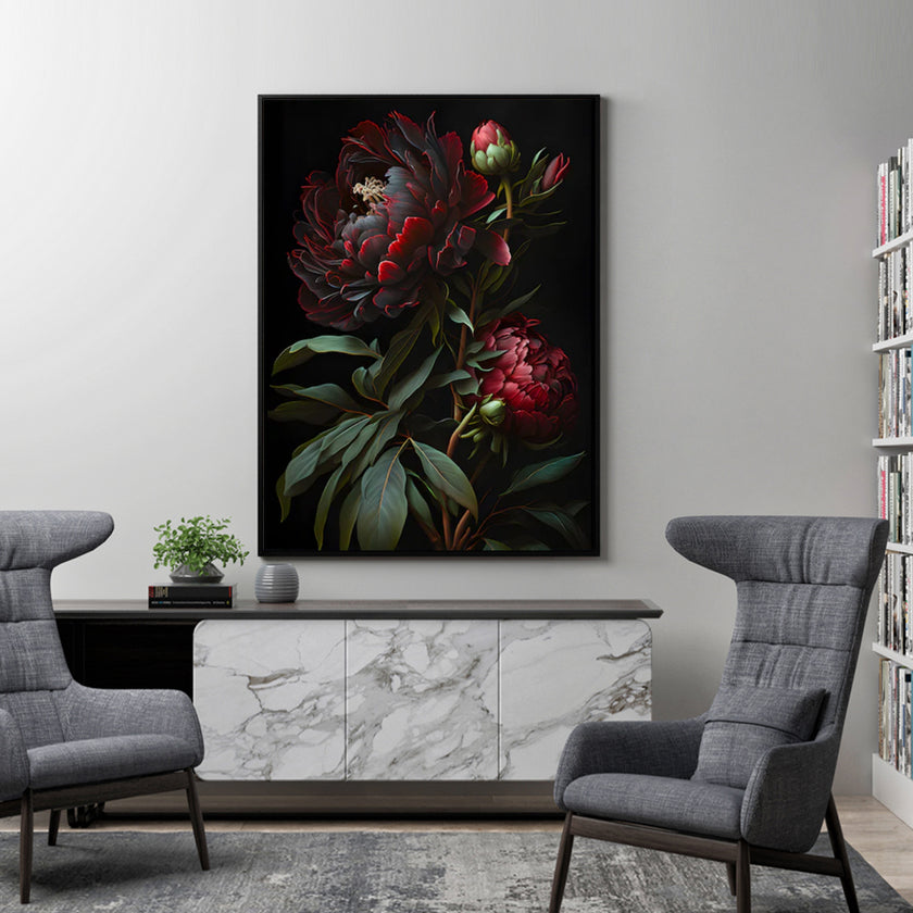 Wall Art - Red Peony Flower - Canvas Prints-Poster Prints